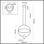 7029/2L HIGHTECH ODL25 285 черный/бел матовый металл/акрил Подвесной светильник черный поворотный 150° IP20 LED GU10 2*7W ORBITE