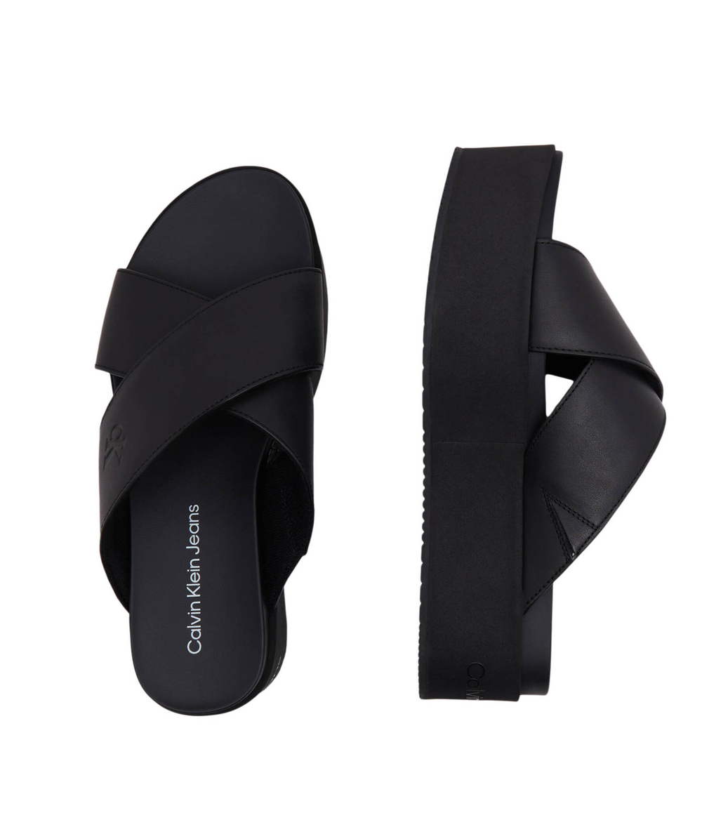 Кожаные шлепанцы CALVIN KLEIN JEANS - черный(YW0YW01349)