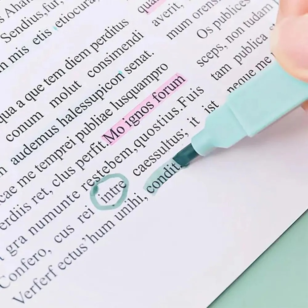 Набор текстовыделителей двусторонних, 6 пастельных цветов, маркер для текста с тонким и скошенным наконечником (1 / 5 мм), флуоресцентные на водной основе