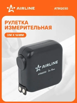 Рулетка в ударопрочном корпусе 3мх16мм, автостоп, магнитный зацеп, двуст. шкала AIRLINE ATBQ030