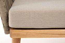 "Мальорка" кресло плетеное из роупа, основание дуб, роуп серо-коричневый 23мм, ткань бежевая 15052