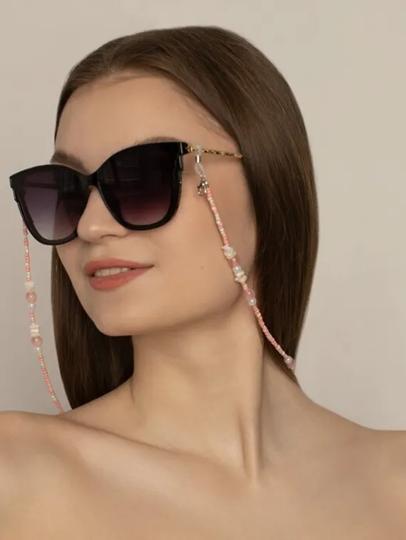 Цепочка для очков &quot;Бусинки&quot;, цвет бело-розовый, 70 см