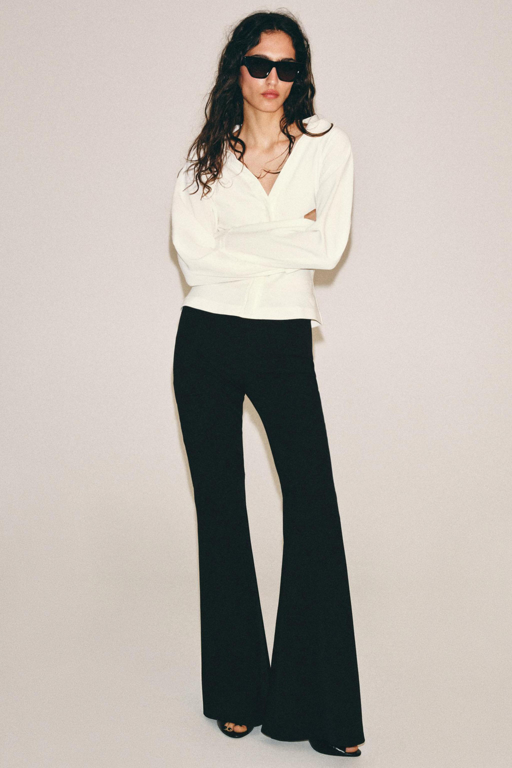 ZARA КОМБИНИРОВАННЫЙ ТОП, ЭКРЮ