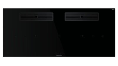 Индукционная варочная поверхность с вытяжкой Kuppersbusch с чёрными ручками KMI 12850.0 SR-S Black Chrome