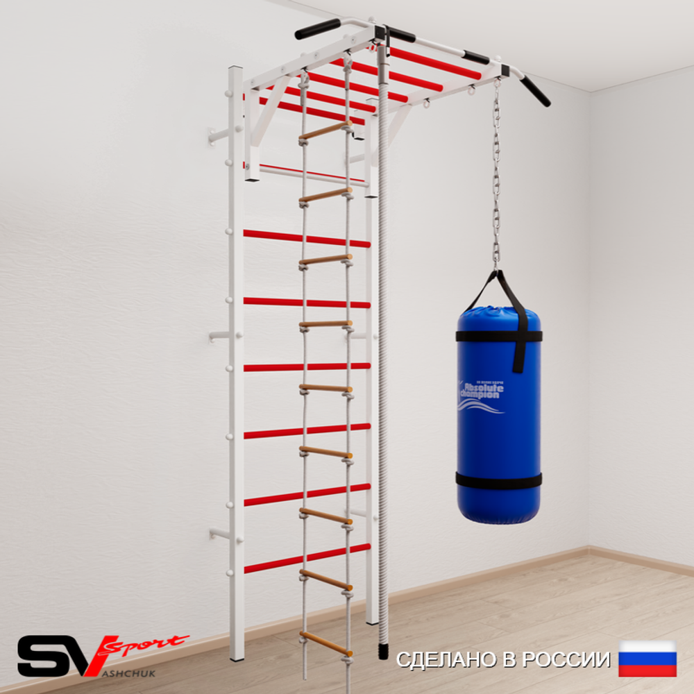 Шведская стенка Sv Sport усиленная 6341 (Турник рукоход/Канат/Лестница/Цепь/Мешок 15кг)
