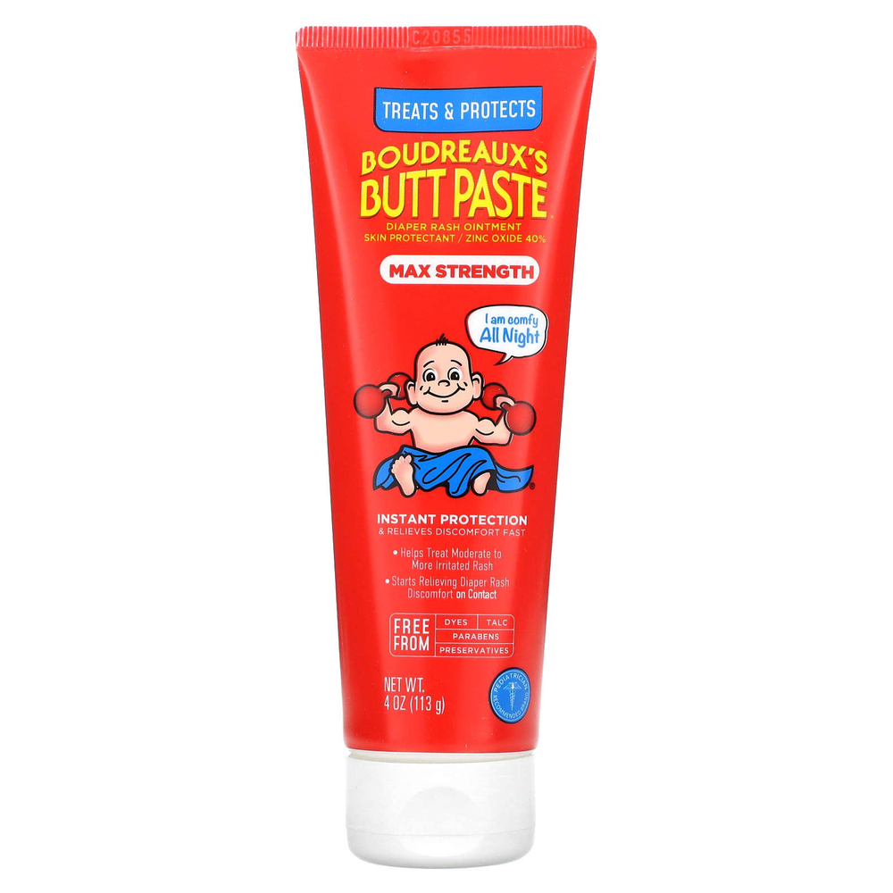 Boudreaux's Butt Paste, Мазь от подгузников, максимальная сила действия, 113 г (4 унции)