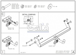 Фаркоп оцинкованный Galia J012A для Jeep Compass MK 2006-2011, Jeep Liberty 2006-2011(паспорт и сертификат в комплекте)(без электрики)