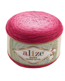 Белла омбре батик (Bella ombre batik) пряжа Alize 100%хлопок 1х250гр/900м 7405 малиновый