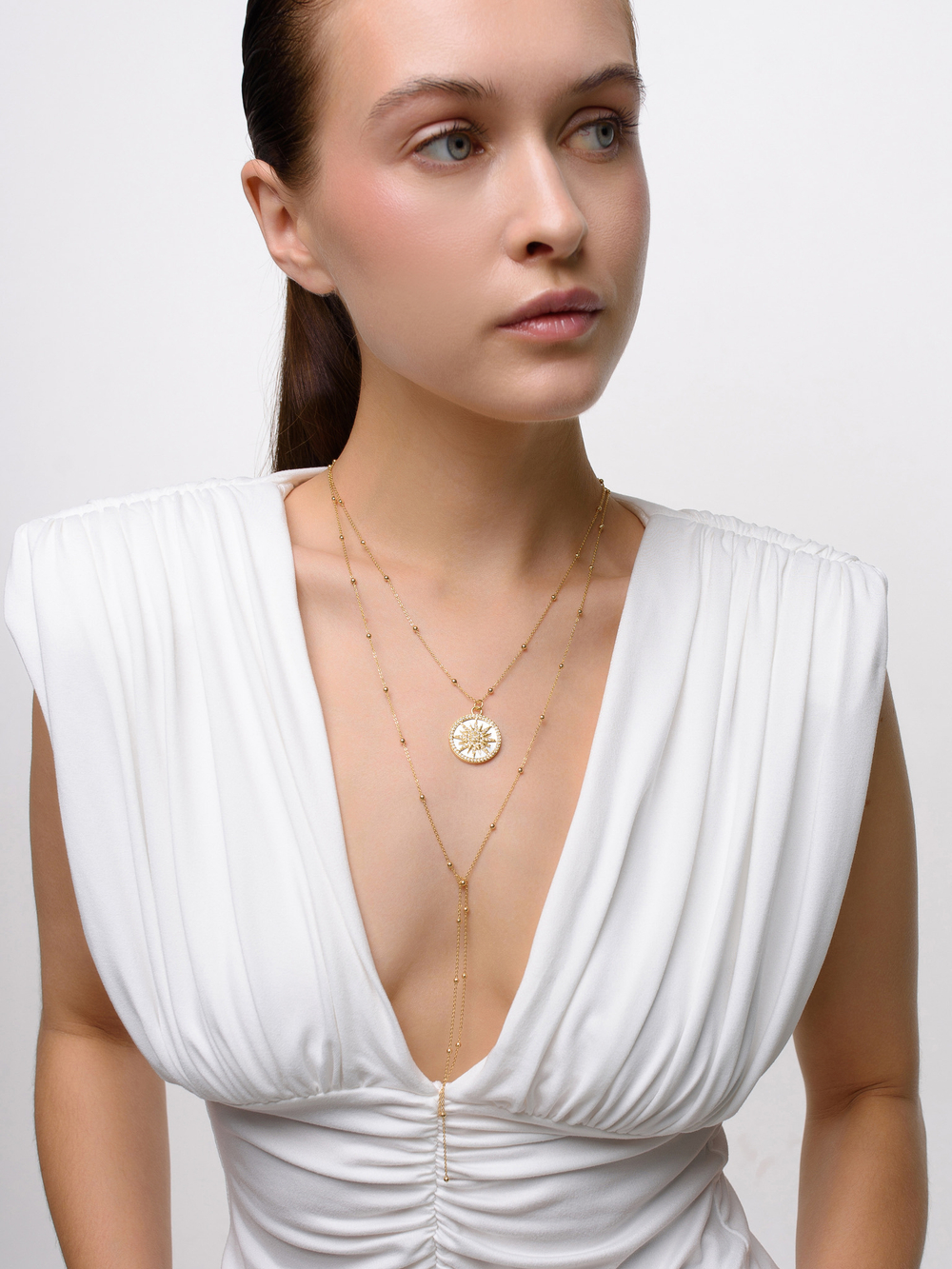 Колье "Sun white pearl" Gold