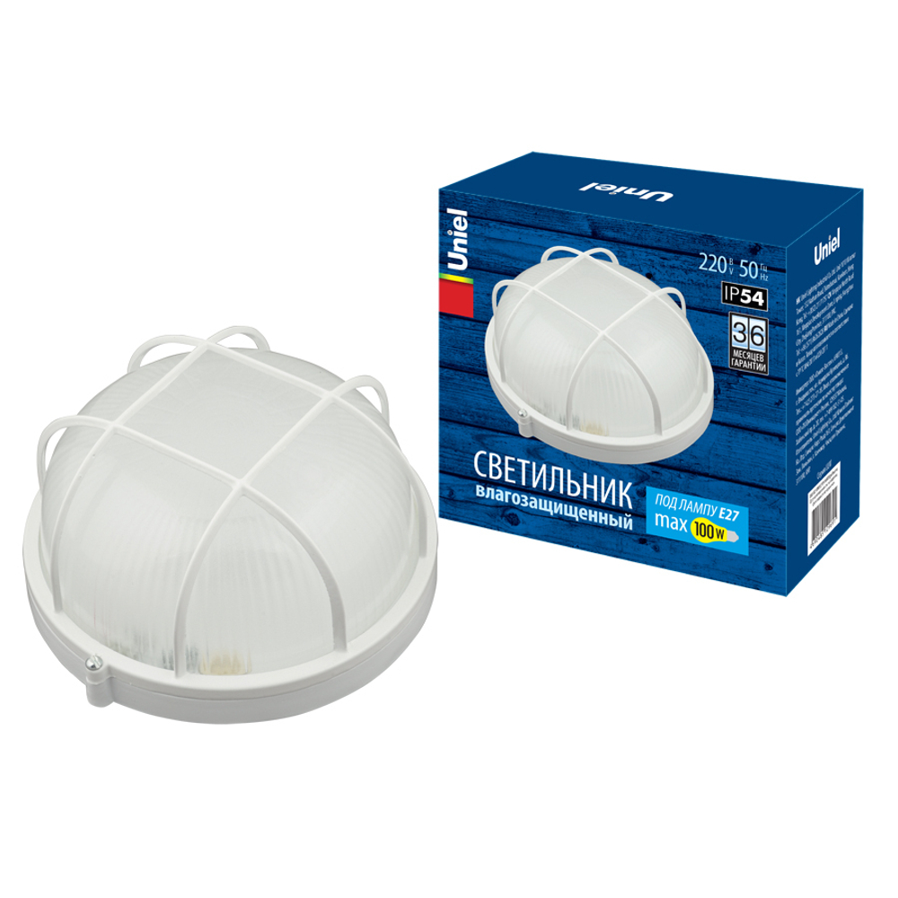 Светильник UWL-R02 100W/E27 IP54 WHITE Kруг/Решетка