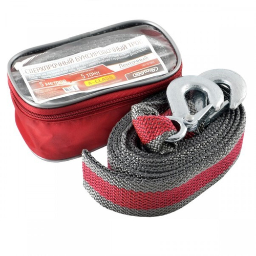 Трос буксир. (5т) лента 2 крюка /5 м/ в сумке (SKYWAY)