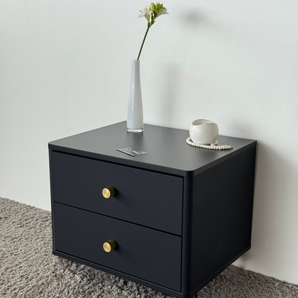 Тумба прикроватная подвесная ROYAL 5302 эко (Черный-р.золото)