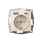 Розетка AtlasDesign 16А с 2-мя заряд. устройствами USB тип A+C 5В/2.4А 2х5В/1.2А механизм беж. SE ATN000232