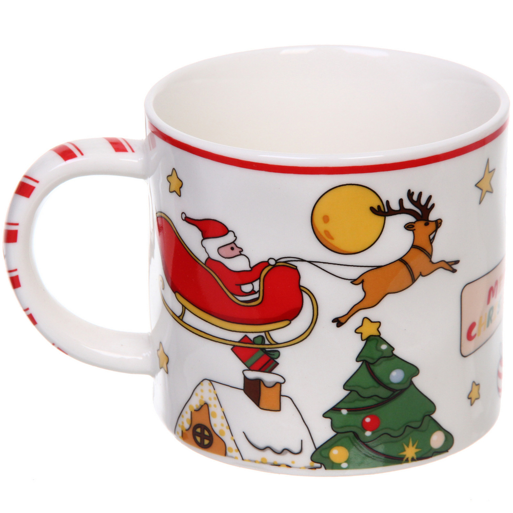 Кружка керамическая 350мл «Санта» с крышкой и ложкой
