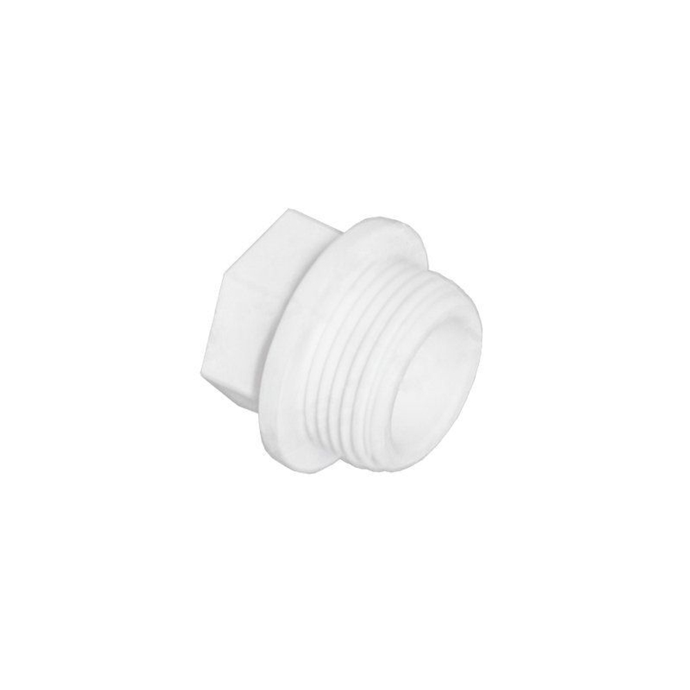Заглушка ПП резьбовая 3/4'' PN 25, с наружной резьбой, белая, Valfex