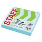 Блок самоклеящийся (стикеры) STAFF STANDARD, ПАСТЕЛЬНЫЙ 76х76 мм, голубой, 100 листов, 116574