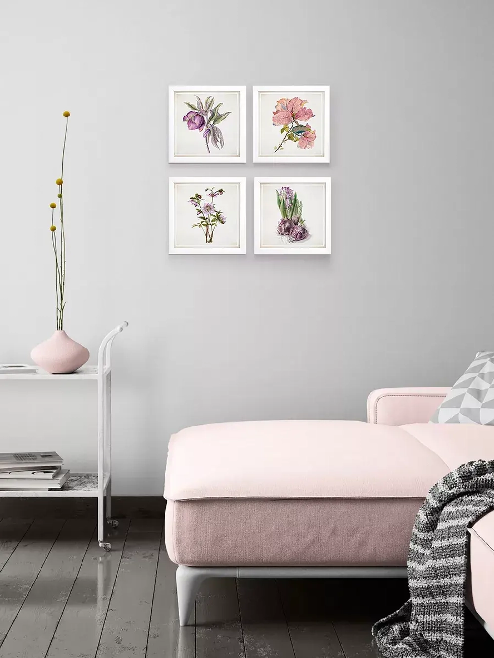 Картины на стену интерьерная на холсте 4 шт, 23*23 см