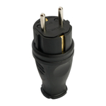 Вилка прямая с/з STEKKER, RPG16-21-441 , каучук, 250В, 16A, IP44, черный 32748