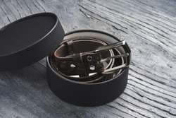 Ремень из крупной текстурной итальянской кожи, цвет «кофейный», хромированная пряжка