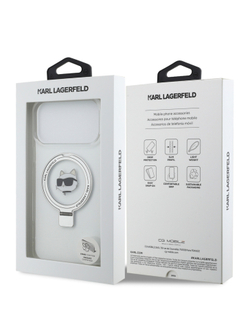 Lagerfeld для iPhone 17 Pro Max чехол IML + Ring stand NFT Choupette head Hard Transparent (MagSafe)