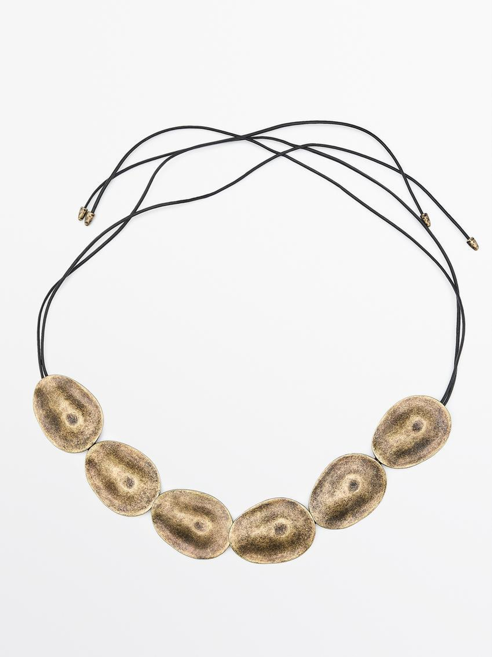 Massimo Dutti Ремень с овальными металлическими деталями, золотистый