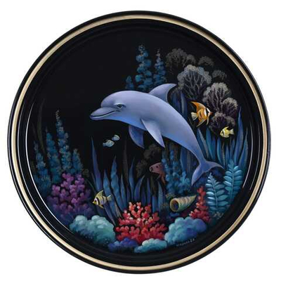 Жостовский поднос декоративный, размер 30 см (A9), металлический