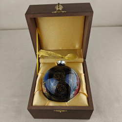 Шар новогодний с ручной росписью Палех "Москва и Санкт-Петербург" в футляре