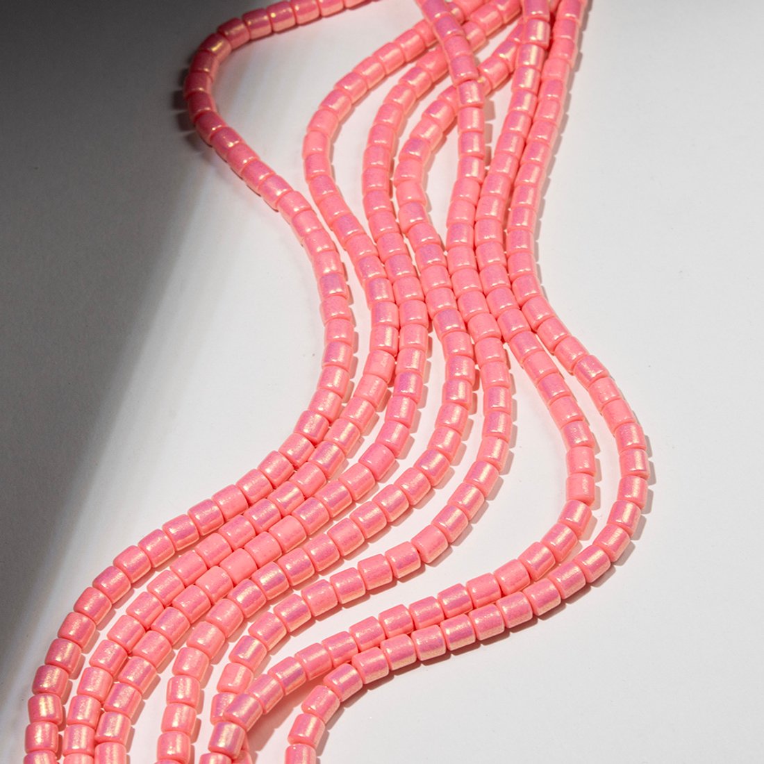 Бусины хеши, каучук с напылением, оттенок "Коралловый", 6*6мм