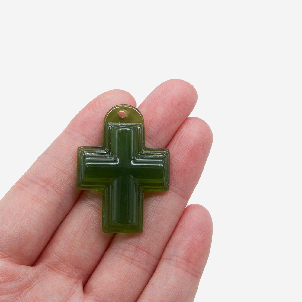 Подвеска в форме креста "Готика", 37*27мм, зеленый акрил