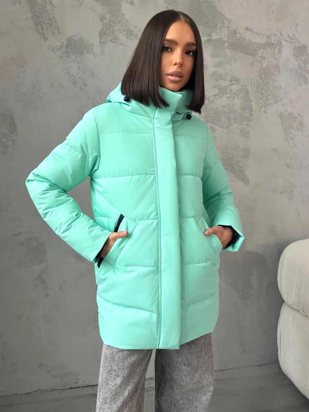 Куртка весенняя удлиненная с капюшоном