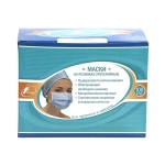 Маска 3-х слойная на резинках Гекса 100 шт голубая