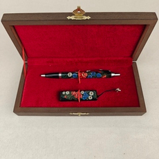 Набор "Полевые цветы" флешка и ручка Parker с ручной росписью Палех в футляре