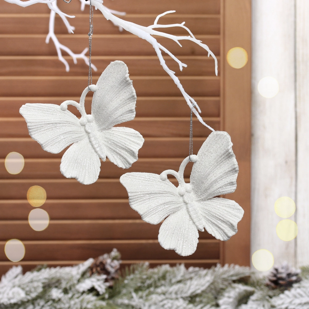 Подвеска «Волшебная бабочка» 11 см (набор 2 шт), Белый