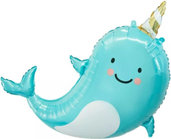 Шар (34""/86 см) Фигура, Маленький нарвал-единорог, 1 шт. Г210
