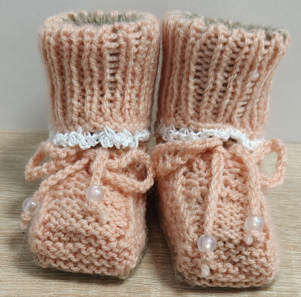 Пинетки вязаные детские бесшовные для новорожденных от 0 до 6-ти месяцев ручная работа