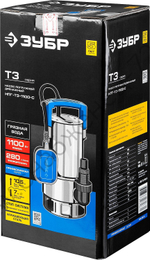 ЗУБР 1100 Вт, дренажный насос для грязной воды, корпус - нерж. сталь, Профессионал (НПГ-Т3-1100-С)