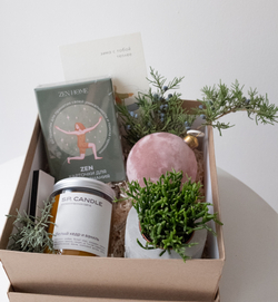 новогодний подарок со свечой и суккулентом