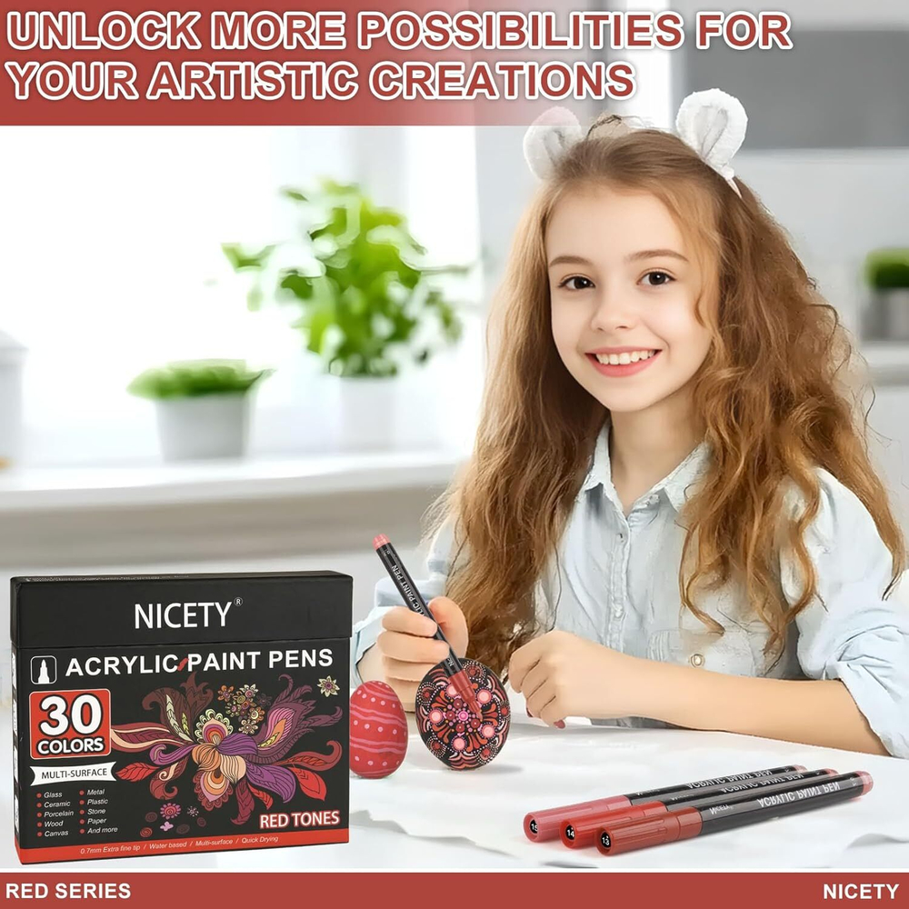 NICETY акриловые маркеры 0,7 мм, 30 шт, Red