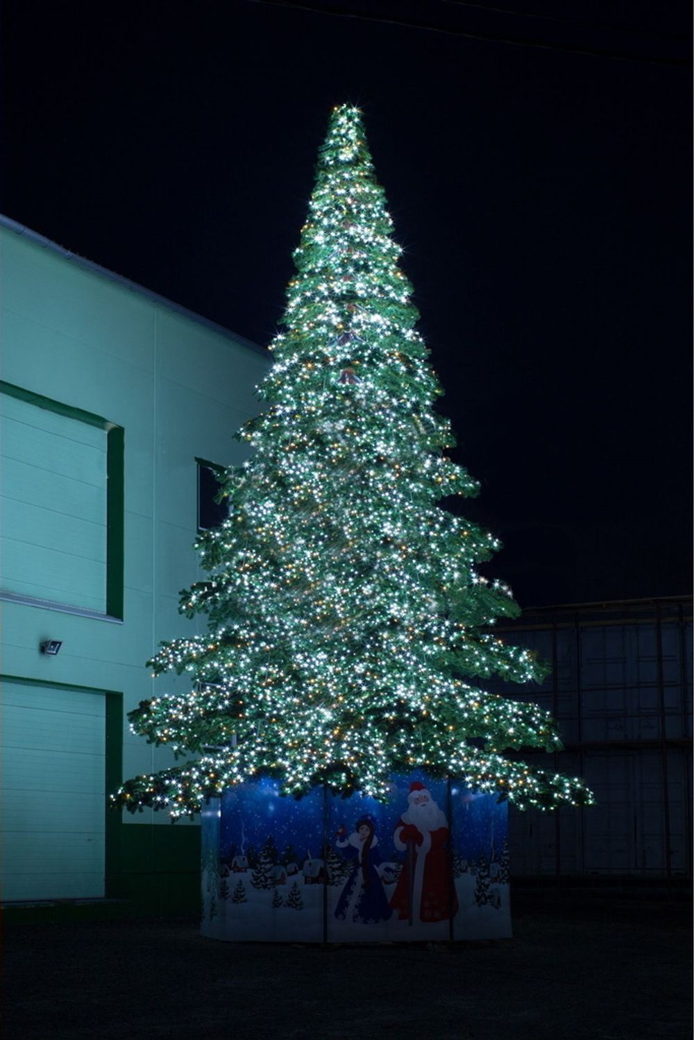 Светодинамическая елка ствольная - встроенная гирлянда: Теплый свет - "Таежная" от 11 до 21 м