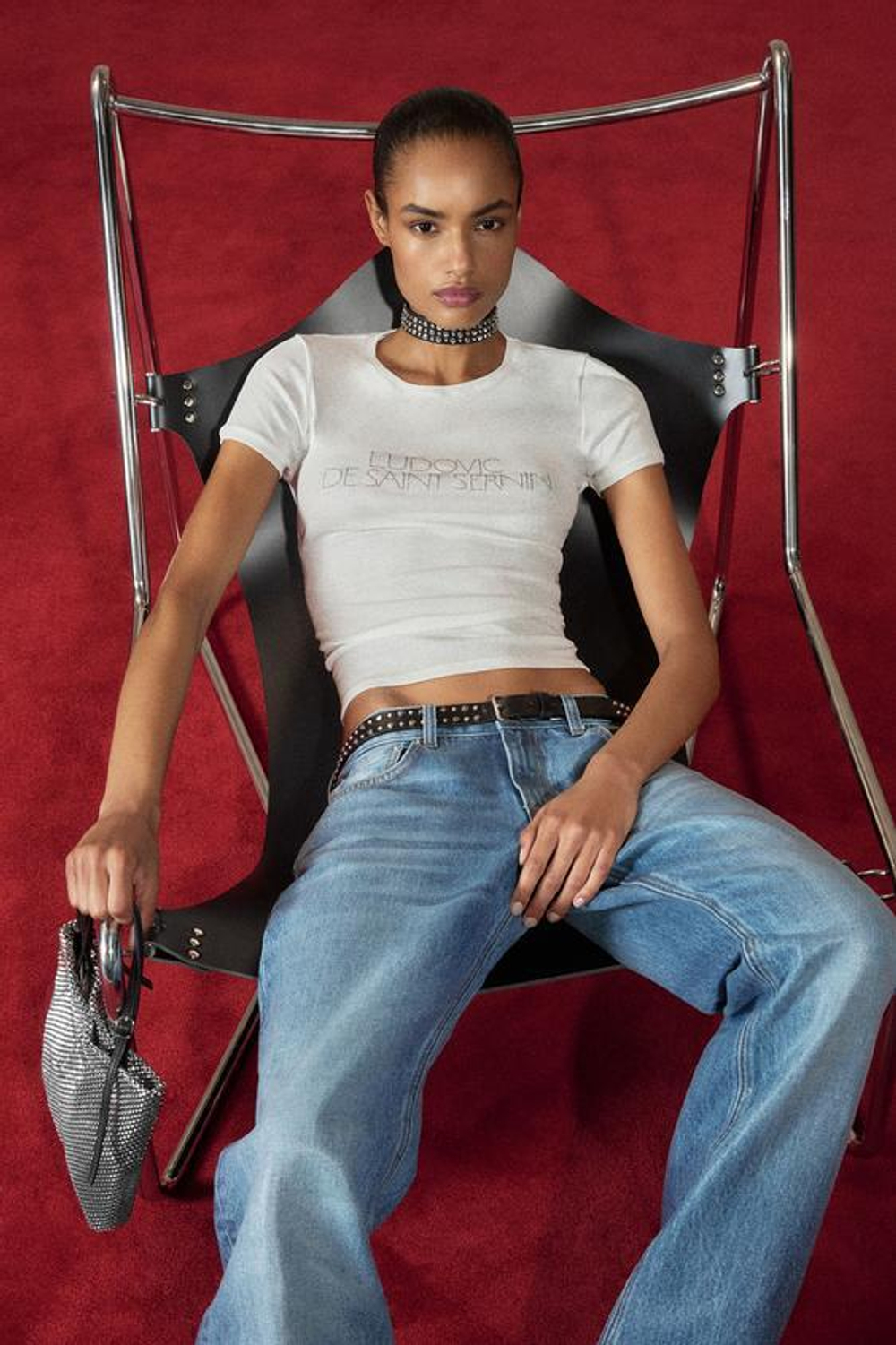 ZARA Х LUDOVIC DE SAINT SERNIN ДЖИНСЫ С ЗАНИЖЕННОЙ ТАЛИЕЙ BOOTCUT, СИНИЙ