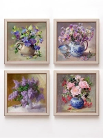 Картины на стену интерьерная на холсте 4 шт, 23*23 см