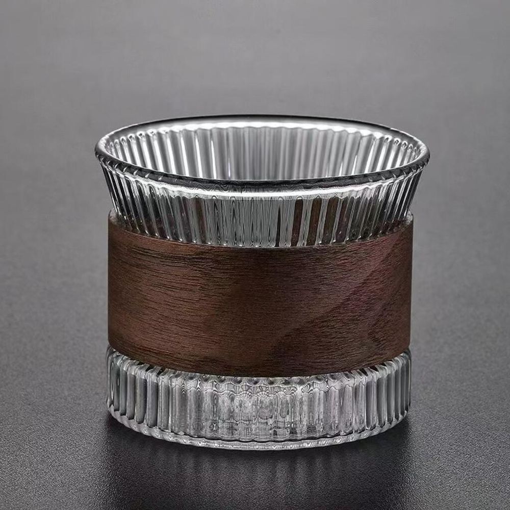 Чашка 170 мл кофейная без ручки Japanese Style Optical дерев. вставка Barista стекло Barbossa [1]