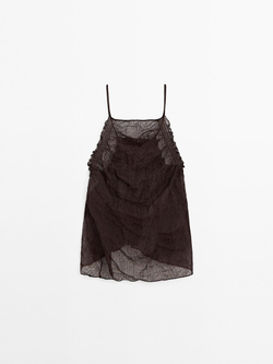 Massimo Dutti Топ с горловиной халтер и открытой спиной, бордо