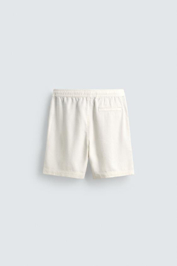 ZARA ШОРТЫ КЛАССИЧЕСКОГО КРОЯ ИЗ РЕЛЬЕФНОЙ ТКАНИ, ЖЕЛТОВАТО-БЕЛЫЙ