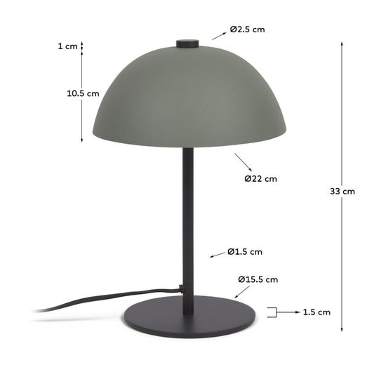 Металлическая настольная лампа Aleyla с зеленым покрытием