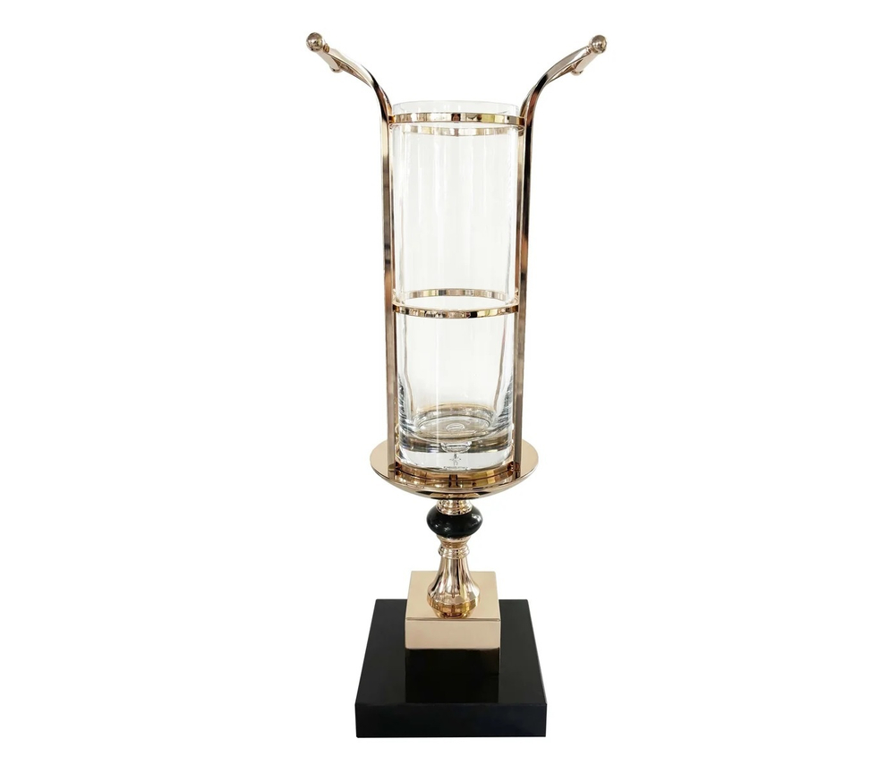 Ваза стеклянная Cote Noire Gold Urn на подставке из черного мрамора с золотым декором