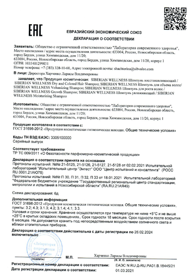 Шампунь для роста (против выпадения) с ниацинамидом и перцем Siberian Herbs