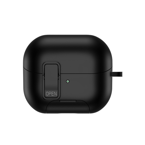 Усиленный чехол черного цвета для наушников Samsung Buds3, 3 Pro и 3 FE, серия SECQ Series (с подставкой и карабином) от Dux Ducis