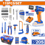 Набор инструмента с шуруповертом WADFOW WDT1B119 119 шт.