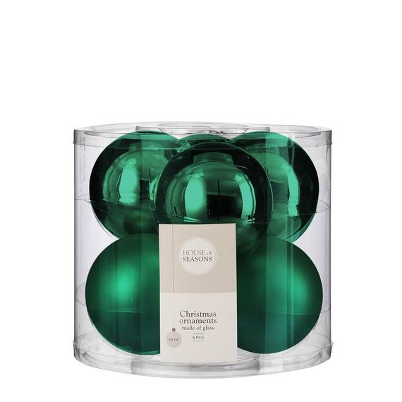 Набор стеклянных шаров Лалик 80 мм., 6 шт., изумрудный, House of seasons (85793)